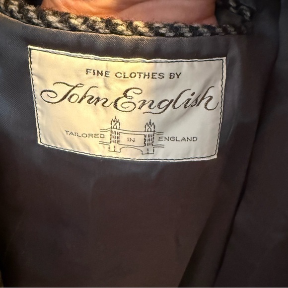 John English Vintage Pure Wool Coat Herringbone Grey Black England Quiet Luxury - Picture 6 of 14